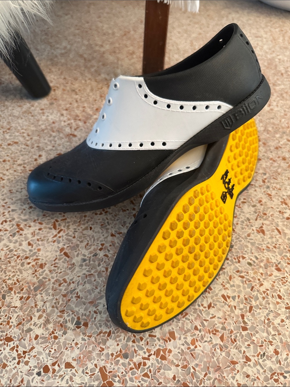 Women's Black and White Athletic Slip-On Brogue Sneakers